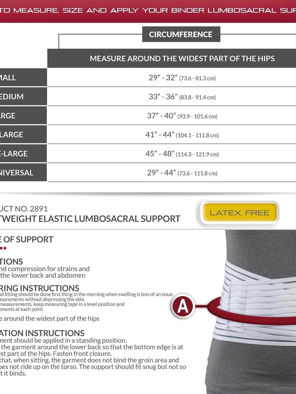 ** Open Box - OTC Lumbosacral Support, 7-inch Lower Back, compression-Large - Picture 2 of 5